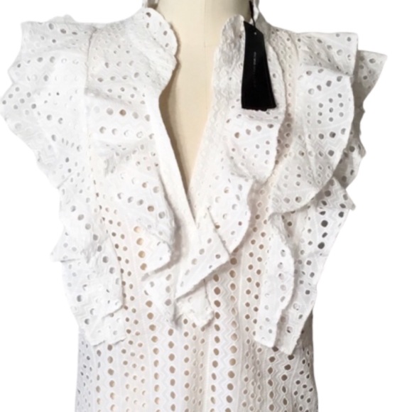 NWT BCBGMaxAzria Addie Eyelet Ruffle Front Top - Picture 6 of 8